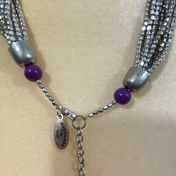 Himalayan Gems Purple Silver Multi Strand Necklace Beaded - Picture 5 of 9